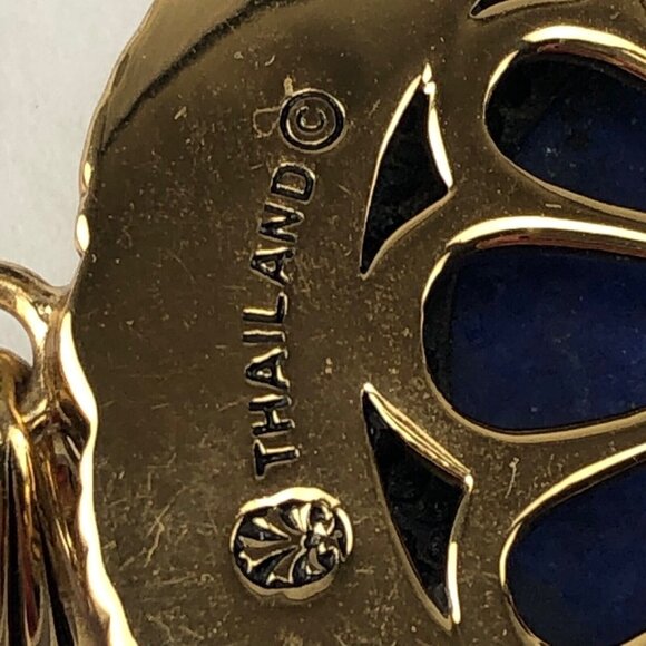 Studio Barse Gold Tone Blue Lapis Lazuli Oval Stone Ring & Pendant Set Thailand - Picture 6 of 6